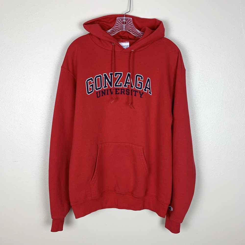 Gonzaga University Bulldogs Hoodie Sweatshirt Champion Size M Red Pocket College